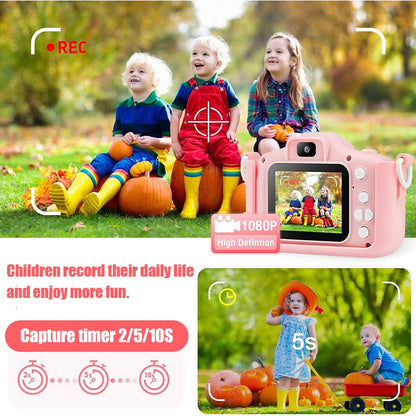 Mini Kids Camera, Digital Video Camera for Kids 6-12 Years Old with 32G Memory Cards, 1080 HD Selfie with 2.0 IPS Screen Toys, Birthday Gift, Christmas (Pink)