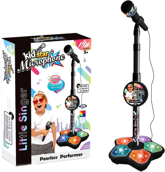 Kids Microphone and Stand,Kids Karaoke Machine for Girls Boys,Party Sing Musical Toy with Flashing Lights,Children'S Microphone