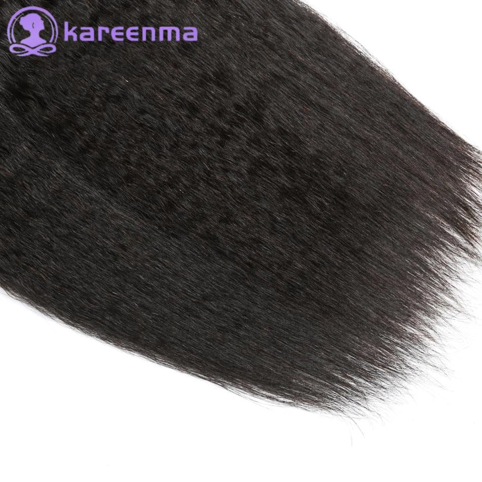 Kinkystraight Human Hair Bundles Yaki Straight Bundles Human Hair 3 Bundles 14 16 18 Inches Real Hair Extensions for Women Natural Black 100% Unprocessed Brazilian Virgin Remy Hair