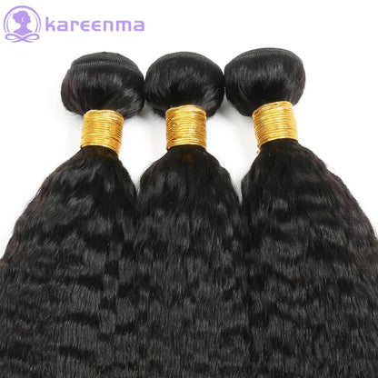 Kinkystraight Human Hair Bundles Yaki Straight Bundles Human Hair 3 Bundles 14 16 18 Inches Real Hair Extensions for Women Natural Black 100% Unprocessed Brazilian Virgin Remy Hair